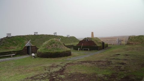 The cool viking settlement in Newfoundland Canada l'anse aux meadows where North America was discovered by vikings before Christopher Columbus