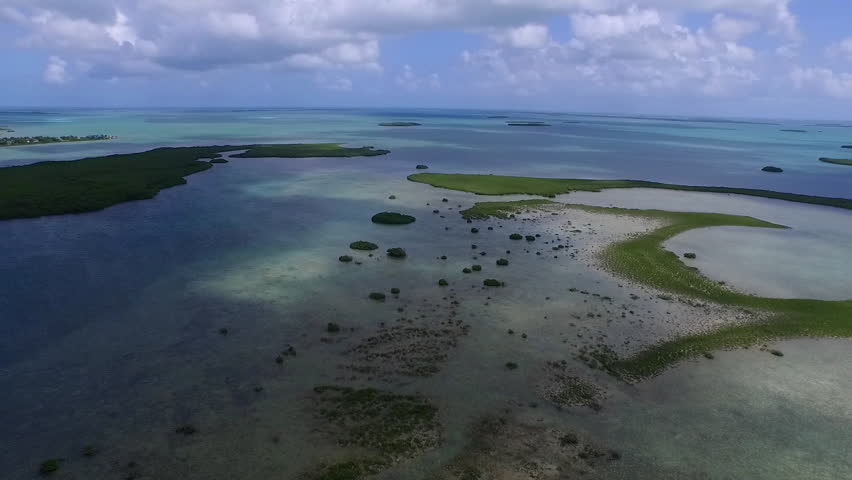 Florida-2010s: An aerial shot over a mangrove island in Florida.