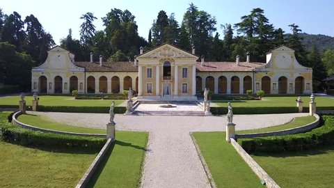 Drone view of Villa Barbaro in Maser - one of the most important Palladian Villas with Paolo Veronese frescoes