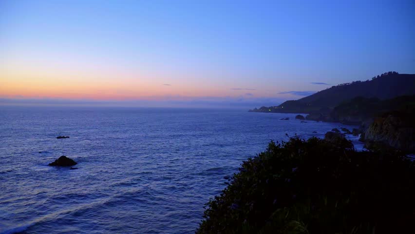 View over the Pacific Ocean after sunset - Big Sur