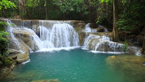 Huay Mae Kamin waterfall in Khuean Srinagarindra National Park, Kanchanaburi Province, Thailand