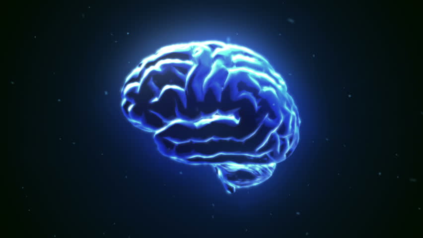 Big strong brain pulsing in blue Royalty-Free Stock Footage #28707517