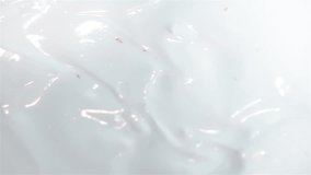 High quality video of strawberries falling into yogurt in real 1080p slow motion 250fps