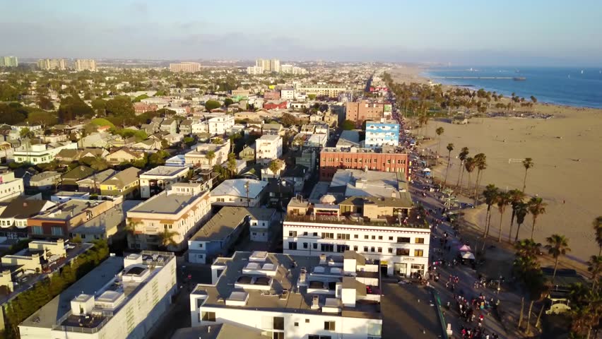 Venice Beach, California sunset ocean coast landscape aerial views