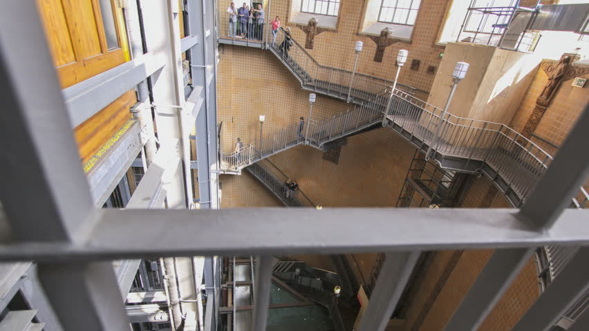 HAMBURG, GERMANY, MAY 20, 2011: Time lapse elevator and stairs in the old