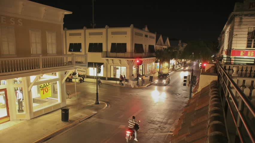 KEY WEST, FL, USA, JAN 08, 2009: Timelapse of Traffic at a crossing on Duval