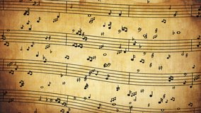 Music notes on an old paper. Seamless loop, unusual, high quality animation. Great as backdrop for your music themed projects. FullHD, 60fps - Powered by Shutterstock - Get 15% off with code: PIKWIZARD15
