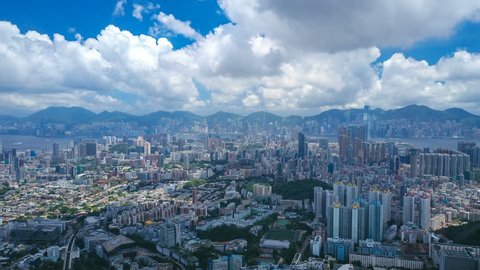 Aerial hyperlapse video of Hong Kong in daytime