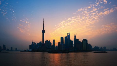 Shanghai Sunrise Time Lapse(Zoom In).
   ( Please search more: " ShanghaiSkyline " ) Stock Video