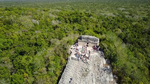 Aerial view of Coba ruins in Tulum Mexico