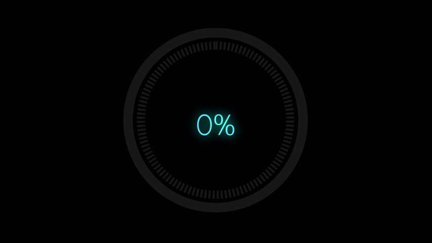 Science Futuristic Loading Circle Ring. 
Loading Transfer Download Animation 0-100% in blue science effect. 
light blue loading futuristic circle ring orb bar animation on black screen.