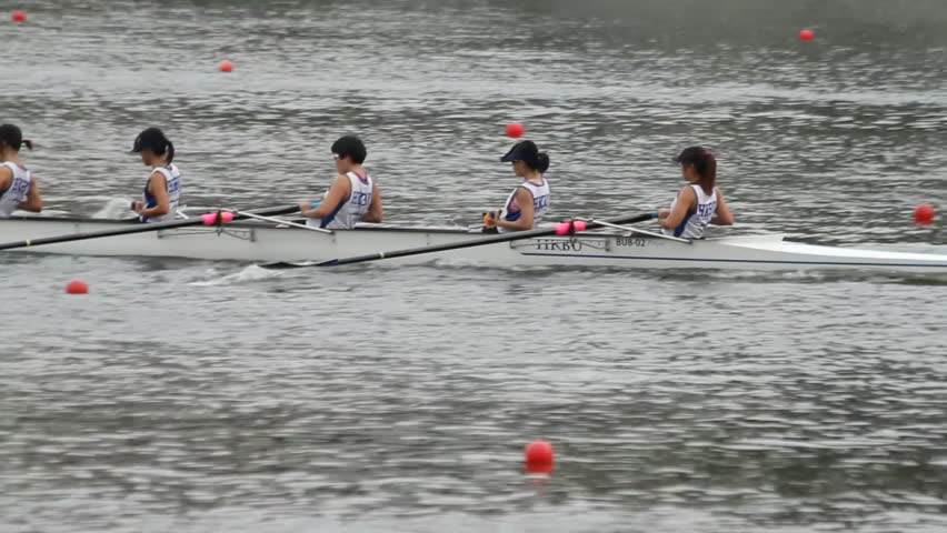 HONG KONG - NOVEMBER 5: Crew boat teams race on a river on November 5, 2011 in