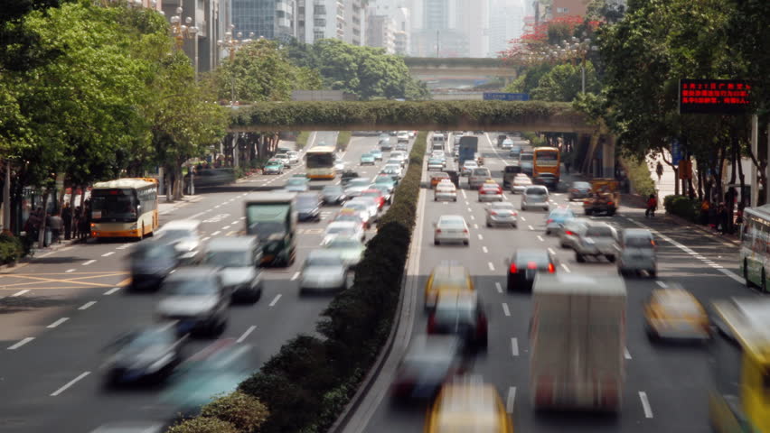 Time lapse of Guangzhou heavy car trafic - Guangzhou(Canton), Guangdong