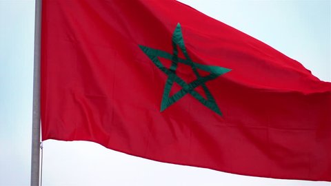 High quality video of Morocco flag in real 1080p slow motion 250fps