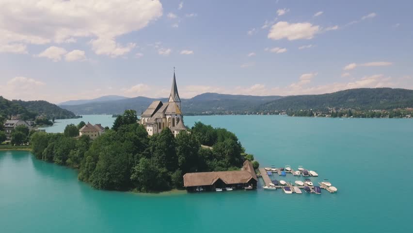 Church in Austria - Carinthia - Woerthersee Aerial