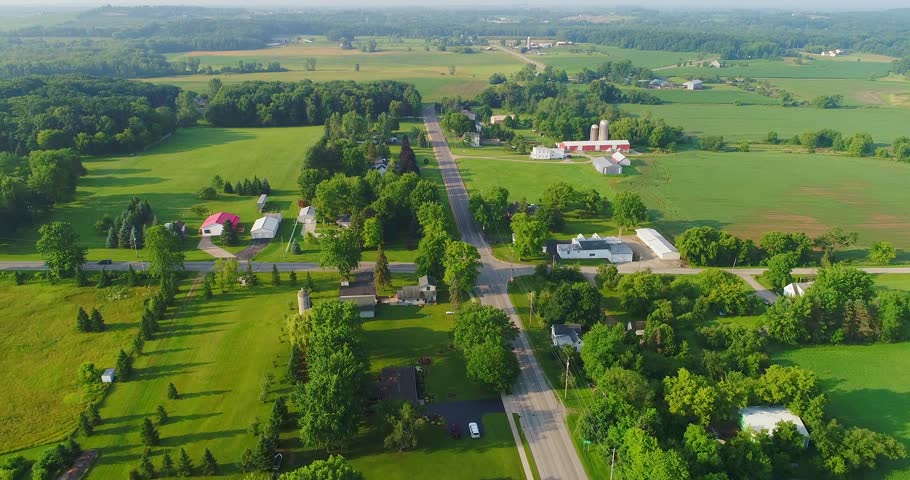 Beautiful agricultural rural Wisconsin, healthy crops growing in lush fields.