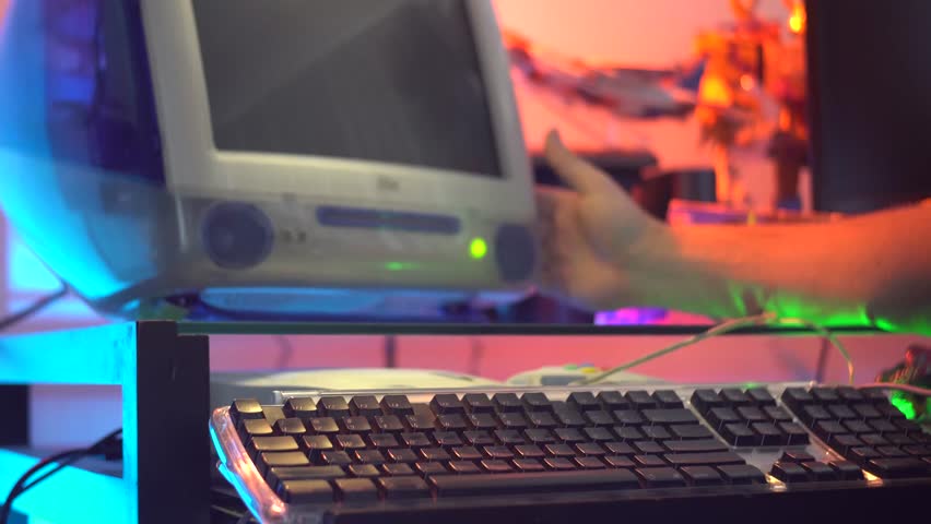 Turning On an Old Computer Stock Footage Video (100% Royalty-free ...