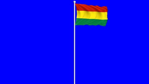 Bolivia Flag Waving and Fluttering on Wind Loopable Animation Green Blue Screen Alpha Matte Channel