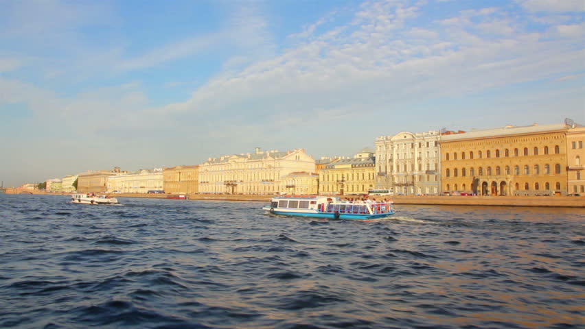 Neva river in St. Petersburg Russia - shooting from boat