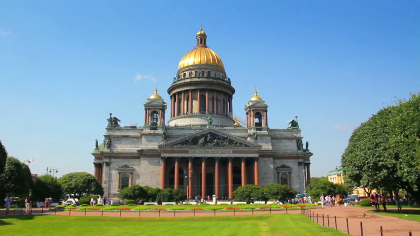 isaakiy cathedral church in Saint-petersburg, Russia - timelapse