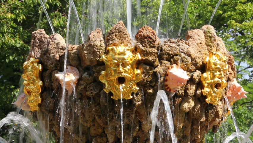 fountain detail in renovated Summer garden St. Petersburg Russia