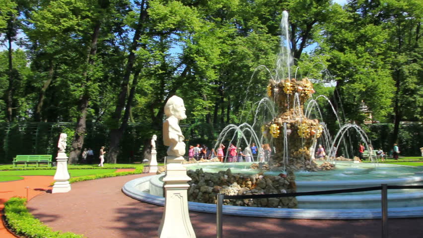 renovated Summer garden park in St. Petersburg Russia