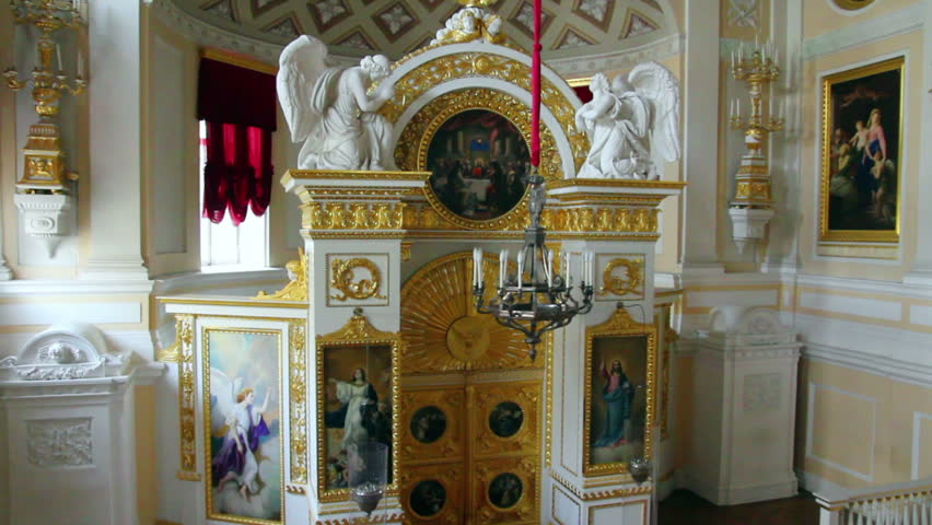 SAINT-PETERSBURG, RUSSIA - JULY 25, 2012: church interior in Pavlovsk palace in