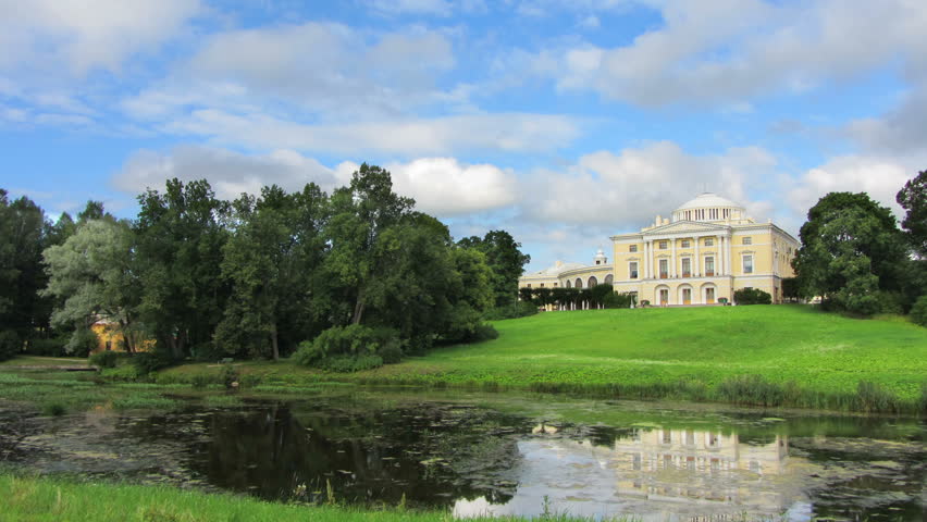 palace in Pavlovsk park St. Petersburg Russia - timelapse