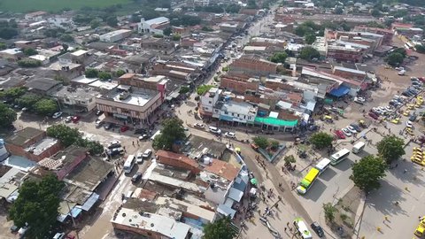 San Jose de Cucuta, Colombia - February 15, 2017: Aerial view of houses in the Town of San Jose de Cucuta, Colombia