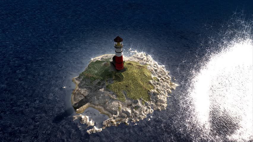Lighthouse island day and night view.