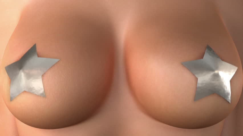 breast, loop-able 3d animation with mask for stars