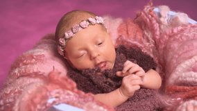 Tiny Newborn Baby's. Happy Family Concept. Beautiful Conceptual Video Of Maternity.