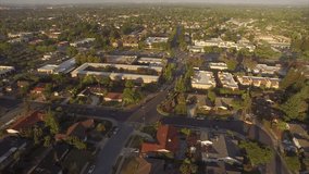 Aerial drone view over Cupertino Silicon Valley in California