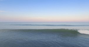 Aerial drone view of calm waves at Cape Cod