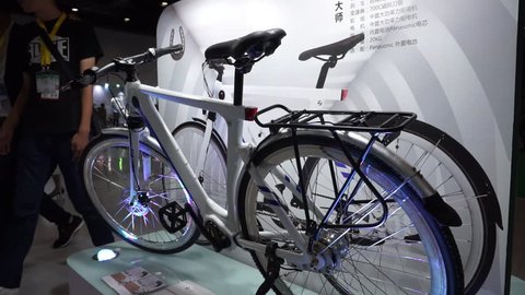 July.8,2017-Beijing,China:new bikes are shown on a bike industry expo. 