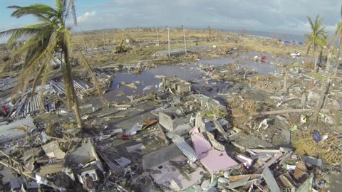 Hurricane typhoon Haiyan aftermath drone at Tacloban