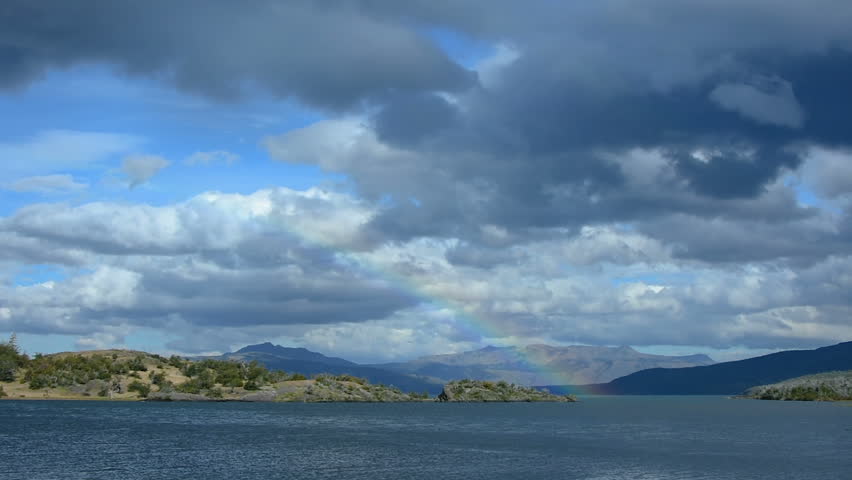 A view of a rainbow in the Torres Del Paine National Park