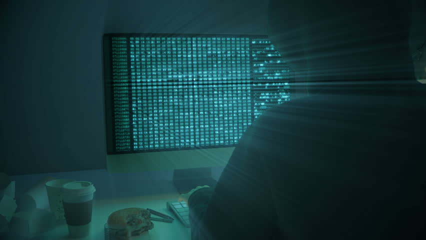 3d rendering. hacker stealing data from pc. Royalty-Free Stock Footage #28831036