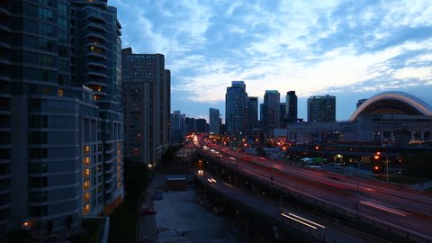 4K UltraHD Timelapse by the Gardiner Expressway in Toronto past dark