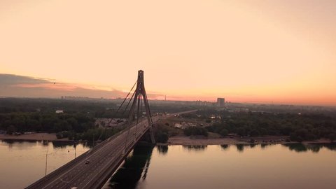 Video of bridge at sunset in Kyiv Ukraine