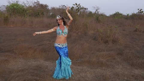 tribal woman belly dancer outdoors