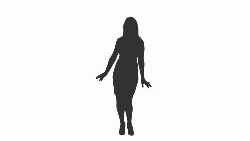 Dancing silhouette of young woman, Full HD shot with alpha channel