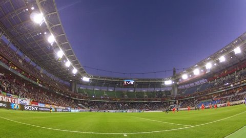 MOSCOW - SEP 7: (Timelapse View) Team of Russia and Northern Ireland play on Locomotive stadium, qualifying tournament to FIFA World Cup of 2014, on Sep 7, 2012 in Moscow, Russia