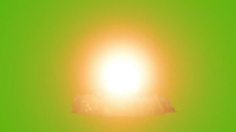 Nuclear Bomb Explosion Green Screen 3D Rendering Animation Light VFX