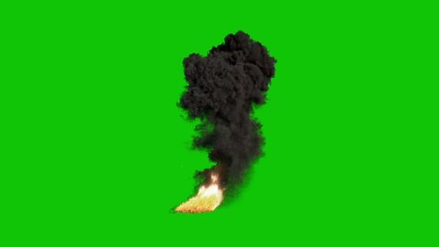 Fire High Smoke Green Screen 3D Rendering Animation VFX