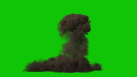 Big Explosion Bomb High Smoke Green Screen 3D Rendering Animation VFX