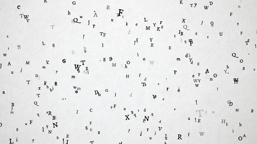 Old style letters / characters flying over old white paper. High quality animation. Great for your book / literature projects.  Seamless loop, 1080p, 30fps