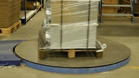 Pallet stretch wrapping machine wraps stainless steel products on a pallet - Powered by Shutterstock - Get 15% off with code: PIKWIZARD15