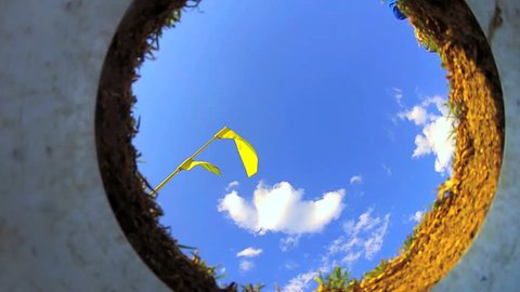 Golf - from inside hole looking up - HD