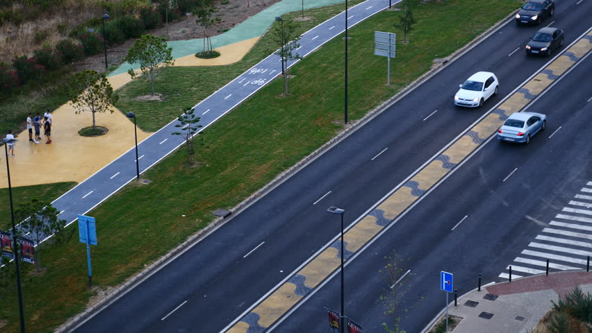 A road with traffic in Alicante, Spain. Filmed in July 2017.